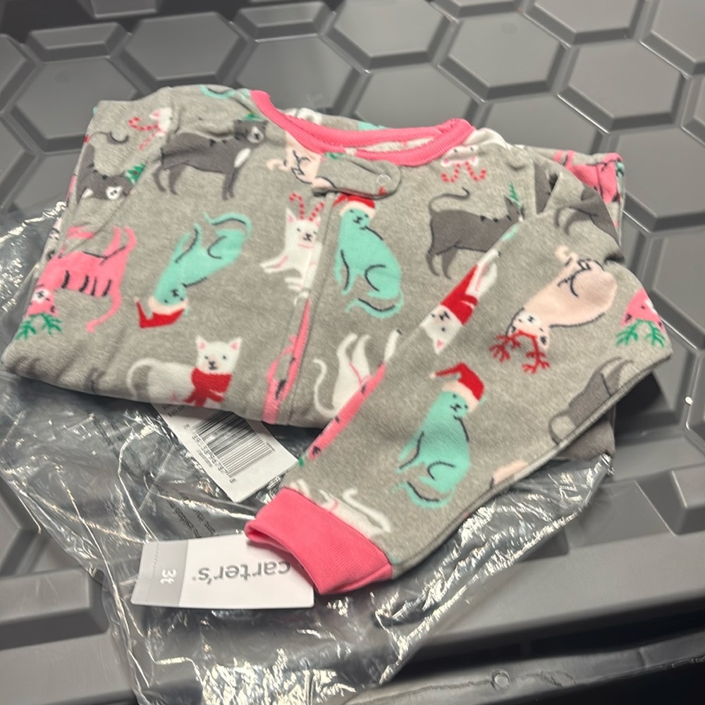 Carter's Christmas pets toddler 3T fleece footie  2 for $25⭐️